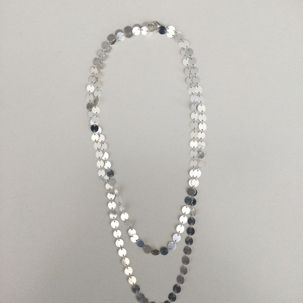 48” Silver Disc Chain Necklace
